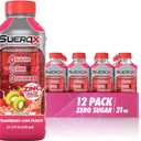 SueroX Zero Sugar Electrolyte Drink for Hydration and Recovery, Unique Blend of Electrolytes & 8 Ions, Zero Calorie Sports Drink, 21.3 Fl Oz, Strawberry-Kiwi Punch, 12 Count, Best By: 01/31/2027