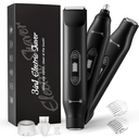 Body Hair Trimmer for Men，3 in 1 Electric Razor with Ceramic Blades, IPX7 Waterproof, USB Rechargeable, Painless Hair Removal for Face， Body， Nose， Groin, Travel Grooming Kit (Black)