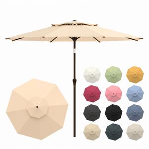10FT Patio Umbrella, 2 Tier Outdoor Table Umbrella, Large Vented Market Umbrellas with Push Button Tilt and Crank, 8 Sturdy Ribs for Backyard, Deck, Pool, UPF50+ UV Protection