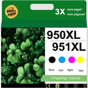 950XL 951XL Ink Cartridges Combo Pack Compatible for HP 950 XL 951 XL Ink Cartridges Work for Officejet Pro 8600 8610 8620 8100 8630 8660 8625 76DW 251DW Printers Black Cyan Magenta Yellow (4 pack)