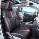 Custom Fit RAV4 Car Seat Covers Fit for Toyota RAV4 LE Limited XLE 2019 2020 2021 2022 2023 2024 2025 with Waterproof Faux Leather (Black with Red Trim, LU01-XLE)