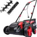 MZK 13-inch 2-in-1 Electric Dethatcher and Scarifier w/Removeable 4-Position Height Adjustment,Lawn dethatcher w/8-Gallon Thatch Collection Bag,Keep Lawn Health (Red)