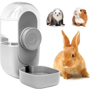 Kenond 28oz Hanging Automatic Rabbit Water Bottle, Guinea Pig Water Bottle No Drip, Gravity Water Dispenser for Cage, Suitable for Guinea Pig, Bunny, Hamsters and Other Small Animals(Gray)