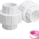PVC Slip Union for 1" Pipe Schedule 40, White PVC Pipe Fitting Union with EPDM O-Ring, Perfect for Pool Pipe Unions Connector Replacement (2 Pack)