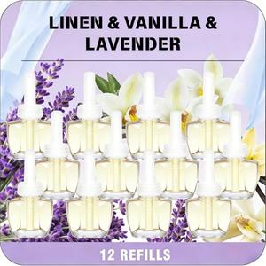 FIRIK Plug Ins Refills Air Freshener - Linen & Vanilla & Lavender Scent - 12 Pack for Home and Bathroom, Compatible with Air Wick & Glade, Not Include Glade Plus