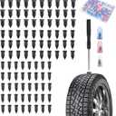100PCS 3-Size Tire Repair Rubber Nails Kit,Tire Plugs Kit for Emergency Puncture Fixes,Durable Screw in Tires Plugs Kits as Professional Tires Repair Kits with Screwdriver