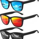 Polarized Sunglasses for Men and Women - Classic Fashion Sun Glasses Lightweight Shades for Driving Fishing Golf (A1 Black/Ice Blue Mirrored/Red Mirrored)