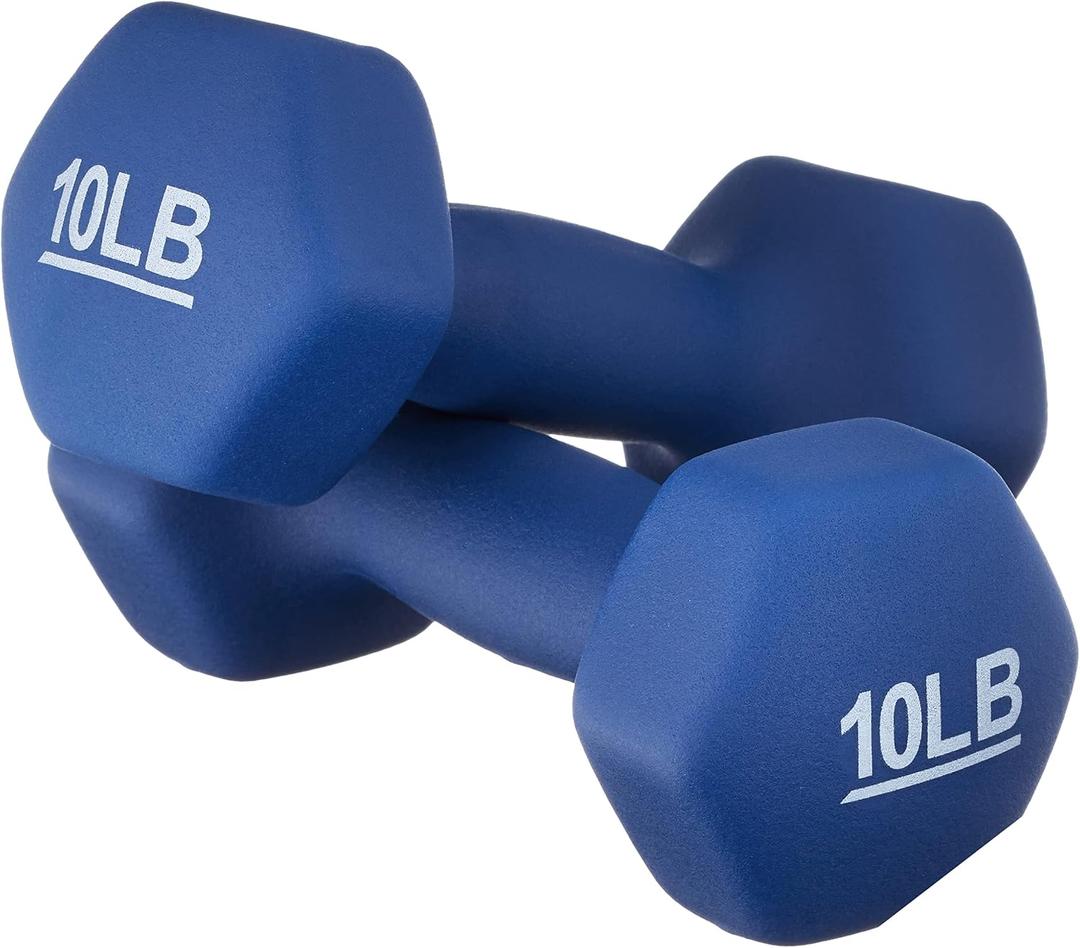 Amazon Basics Neoprene Dumbbell Hand Weights for Exercise and Muscle Toning, 10 Pound, Pair