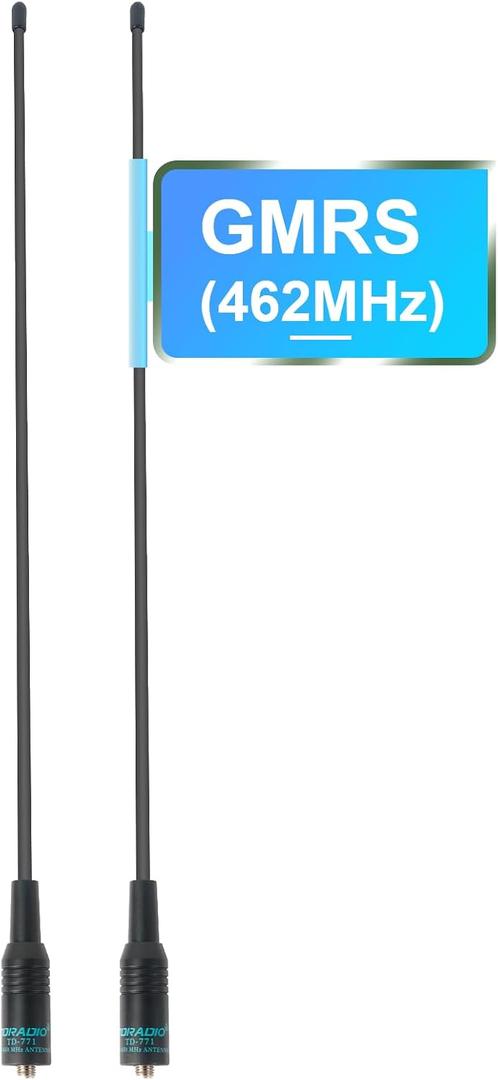 TIDRADIO TD-771 GMRS Radio Flexible Whip Antenna (2 Pack, 462-467MHz, 15.15 inch) for BAOFENG Radio GM21, TD-H8, TD-H3 Plus, UV-5G Plus Mini, GM-15 Pro, UV-9G GMRS Walkie Talkie, SMA-Female