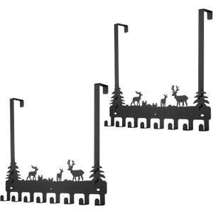 2 Pack Over Door Clothes Hanger Shower Room Over Door Hooks Black 8 Hooks