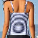 Aqua Eve Tankini Tops for Women Swimwear Top Only Tummy Control Bathing Suit Top No Bottom (XXL, Blue Stripe)