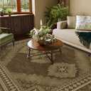 5x7 Area Rug - Washable Ultra-Thin Rug Non-Slip Living Room Carpets - Soft & Stain Resistant Rug for Kitchen Bedroom Dining Room Brown Yellow