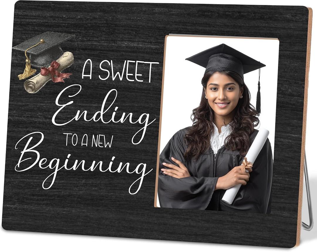 2026 Graduation Picture Frame,A Sweet Ending to A New Beginning Photo Frame,4 x 6 Inch Photo