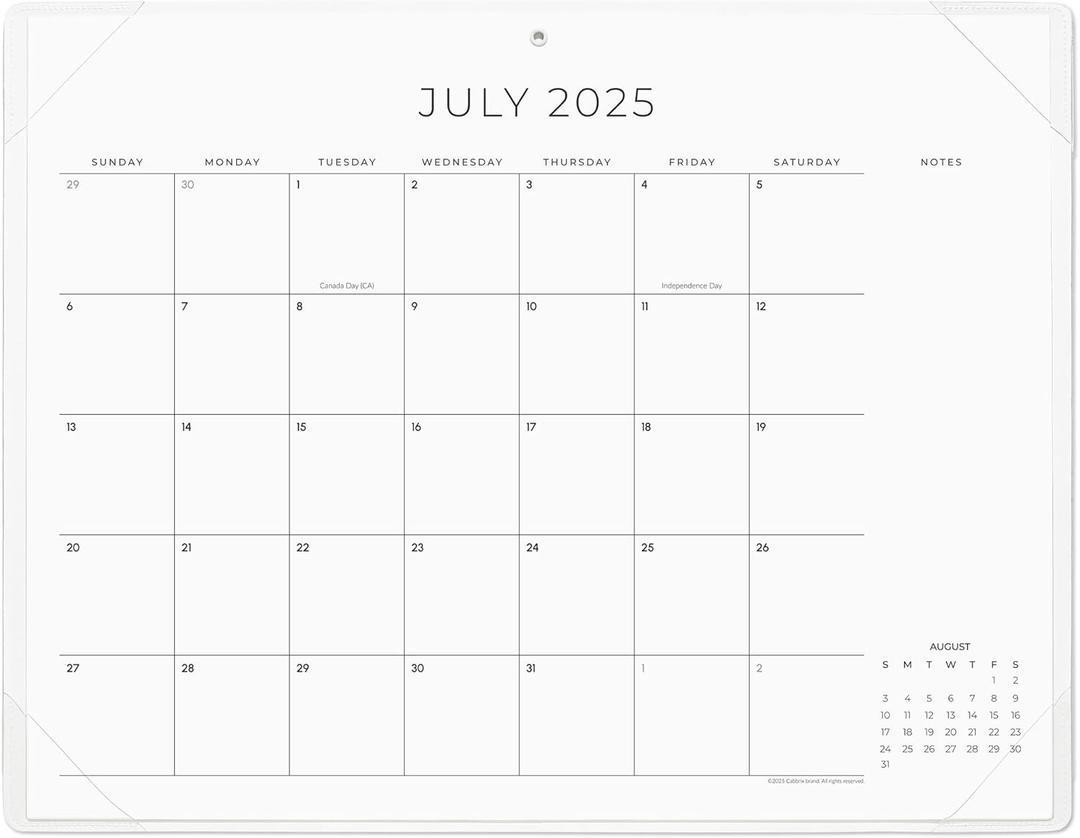Cabbrix Simplified Desk Calendar 2025-2026 with Desktop Mat, Desk Pad Calendar Large 21" x 16-1/2" Covering July 2025 to June 2026, Monthly Desktop Calendar for Home School and Office (Beige)