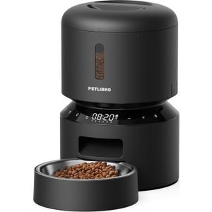 PETLIBRO Automatic Cat Feeder, Automatic Dog Food Dispenser with Freshness Preservation, Timed Pet Feeders for Dry Food, Up to 50 Portions 6 Meals Per Day, Granary Black (3L-Basic)