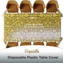 Exquisite Lace Table Cloth Rectangle Table Plastic 12-Pack Lace Tablecloth Rectangular 54" X 108" | Clear & Gold Floral Tablecloth Disposable | Wild Flower Party Decorations & Party Supplies