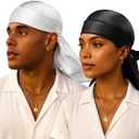 YFONG 100% 22 Momme Mulberry Silk Durags for Men Women, Extra Long Strap Silky Durag, Do Rag for 360 Waves