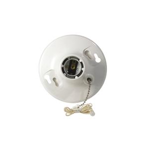 Leviton R50-08827-CW4 1-Piece Top Wired Lamp Holder with Pull Chain, 660 W, Incandescent/Fluorescent/CFL, Medium,White