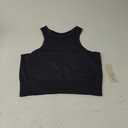 Women's Ribbed Crop Tank Top, Sleeveless Racerback, Square Neck, Black, Fitted (Grey) L/XL