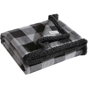 Eddie Bauer - Throw Blanket, Yarn Dyed Cotton Bedding with Solid Ultra-Soft Sherpa Reverse, Throw Blanket for Couch & Bed (Cabin Plaid Grey, 50" x 60")
