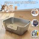 Low Entry Stainless Steel Litter Box for Small Cat, Metal Kitty Litter Boxes for Kittens Injured Cats, Shallow Litter Pan for Small & Medium Pets, Easy to Clean, Non-Stick, 17.7"Lx13.8"Wx5.9"H
