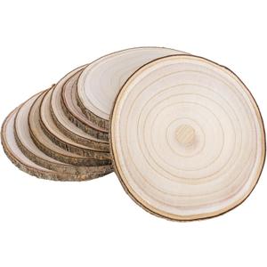 Natural Round Wood Slices 8 Pack 9-10 inches Unfinished Wood kit Circles DIY Crafts Wood Ornament Discs (9-10 Inch(8Pcs))