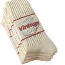 DAUCO 2 Pairs Natural Cotton Socks for Women & Men - Crew, Seamless, Breathable, Off White, Size 10-15