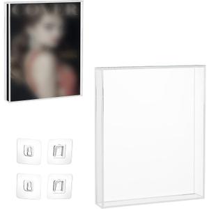 Clear Acrylic Display Case for Magazine Book, 9 x 1 x 11.5 Inch Wall Mounted Storage Box with Adhesive Mounting Buckles, Vertical Single Book Showcase for Collectible Magazine or Comic Book