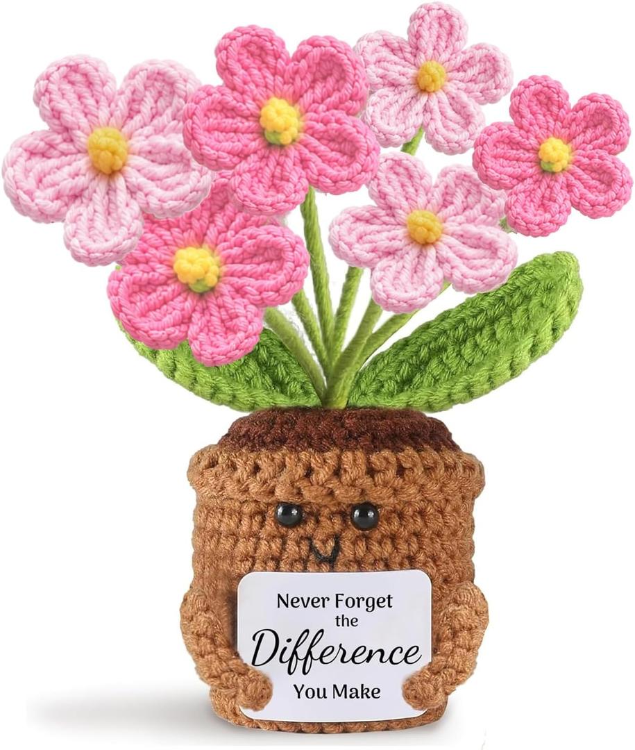 Teacher Appreciation Gifts, Crochet Flower for Women- Never Forget the Difference You Make, Positive Retirement Birthday Thank You Present, Inspirational Gifts for Nurse, Mentor, Coworker