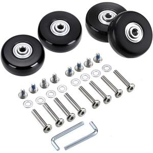 OwnMy 50mm x 18mm Set of 4 Luggage Suitcase Replacement Wheels, Rubber Swivel Caster Wheels Bearings Repair Kits (Black)
