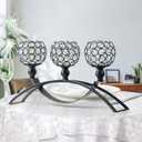 3 Arms Crystal Candelabra Centerpieces Gold Candle Holder Stand for Wedding Home Decor,Candle Holder for Table Centerpiece Party Decoration (Black)