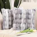 MADIZZ Pack of 2 Thick Plush Wool Throw Pillow Covers 16x16 Inch White Grey Soft Neutral Decorative Throw Pillows Accent Boho Cushion Covers for Couch Sofa Bedroom Pillow Shell (16" x 16" (Pack of 2), White Grey)