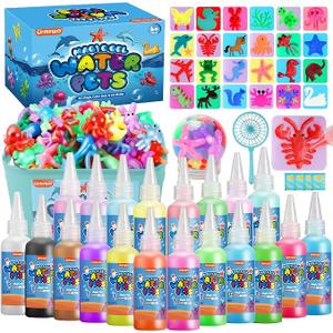 Magic Water Elf Toy Kit for Kids, Water Gel Kit for Pets, with 20 Gels & 24 Molds, DIY Craft Kit, Create Your Own Sensory Toys, Christmas Stocking Stuffer, Party Favors, Toy Gifts
