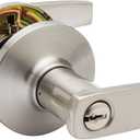 Copper Creek DL1241SS Daley Push Button Keyed Entry Door Lever, Satin Nickel