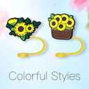 8Pcs Sunflower Straw Toppers for Tumbles, 10mm Straw Cover Caps Compatible with 30&40 Oz Tumbler with Handle, Drinking Straw Covers Cap for Tumbles Cups Accessories (Sunflower)