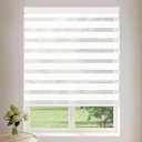 Cordless Zebra Blinds for Windows (27" W X 72" H, White) Free-Stop Zebra Roller Shades Dual Layer Light Filtering Privacy for Day and Night, Light Control for Home, Bedroom, Office