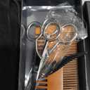 TecUnite 4 Pieces Mustache Scissors Grooming Kit for Men, Beard Trimmer Set, 2 Small Combs and 2 Scissors Beard Trimming Kit with Storage Bag Box