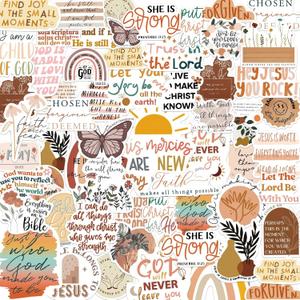50PCS Bible Verse Stickers: Inspirational Christian Stickers for Women, Men, Teens - Perfect for Water Bottle, Laptop, Bible