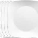 Corelle Vitrelle 6Piece Salad Plates Set, Triple Layer Glass and Chip Resistant, Lightweight Square 9Inch Plates, White