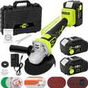 5" Cordless Angle Grinder,10000RPM Battery Powered Grinder,Metal Grinder w/ 2 * 4.0Ah Batteries and Fast Charger,Brushless Grinder w/Flap & Wool Carving & Cutting Wheel,for Flip Disk & Polishing