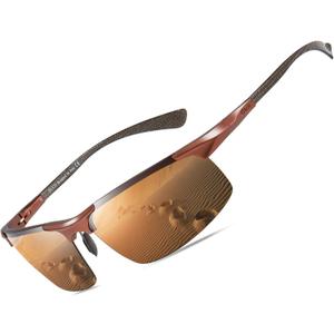 DUCO Mens Sunglasses Polarized Sports Fishing Running Driving Carbon Fiber Sunglasses for Men UV400 Protection DC8277 (Brown Frame Brown Lens)