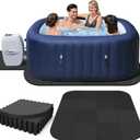 85 Inch Hot Tub Mat & Pad for Inflatable Tubs, 1/2" Extra Thick Hot Tub Pad Foundation Non-Slip EVA Foam Padding for Outdoor Hot Tubs Pool Spa Pad Game Camping Mat, Easy Clean (Square, Black)