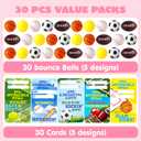 JOYIN 30 Packs Valentines Day Gift Card with Sport PU Balls, Mini Sports Ball Sqishy toy Foam for Classroom Exchange Gift for Kids, Holiday Party Favor Toys, Reward Prizes, Stress and Anxiety Relief
