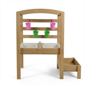 VYOMAMA Kids 3 in 1 Kids Wooden Sensory Table, Wood Sand and Water Table for Toddlers, Outdoor Wooden Toy Play Water Table Set for Boys and Girls (Natural)