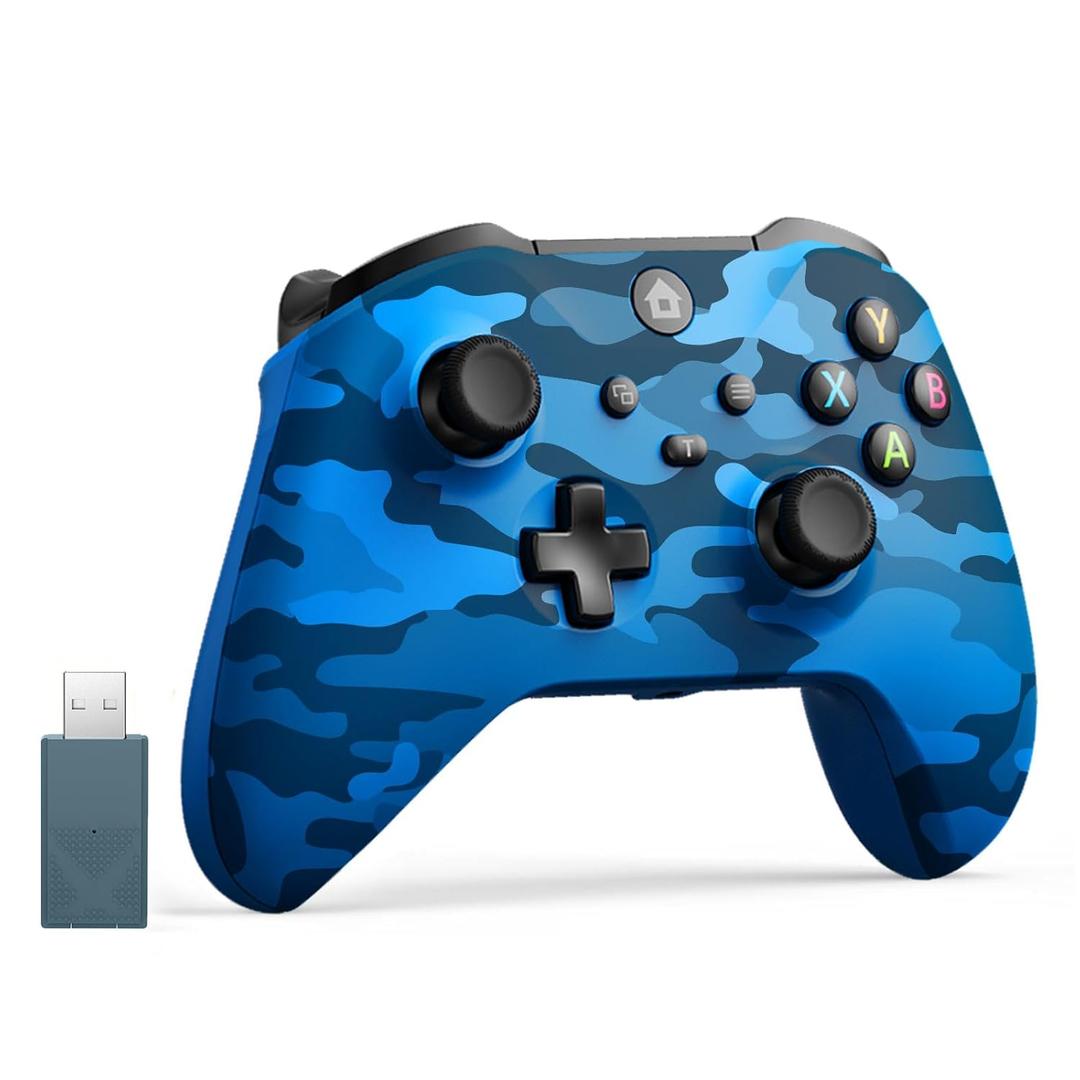 IWGAME Wireless Controller for X-BOX/PC, Hall Effect Controller Support Turbo, 2.4G Plug and Play Gaming Gamepad with 3.5mm Headphone Jack/Dual Vibration, Compatible with X-BOX One, X-BOX Series S/X, PC, IOS, Android Platforms(Camo Blue)