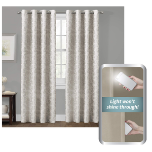 Smart Curtains Easy Hang Curtain Hidden Back Hooks Panel 40inX84in, Ivory Floral