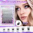 2 x Lash Clusters D Curl Invisible Soft Ultra-Thin Band Clusters Lashes Eyelashes Individual Lashes DIY Lash Extensions at Home False Lashes Wide Band Wispy Eye Lash Clusters 0.06D 8-18 MIX 100pcs
