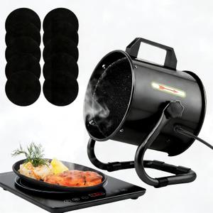 Portable Range Hood with 9 Activated Carbon Filters, Strong Suction Kitchen Exhaust Fan for Indoor BBQ, Hot Pot, RV & Desktop Cooking Black