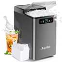 Aeitto Nugget Ice Maker Countertop, Pellet Ice Machine Soft Chewable Ice 40lbs/Day, One-Click Operation, Auto Self-Cleaning Crushed Ice Makers Stainless with Scoop for Home/Kitchen/Office (Grey)