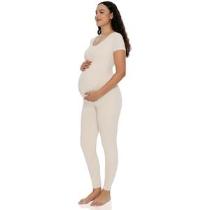 POSHDIVAH Women's Maternity Jumpsuit Romper Pregnancy Short Sleeve T Shirts Bodycon Bodysuit Shapewear L